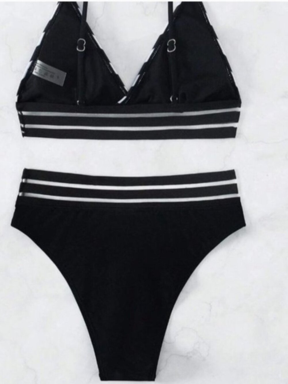 Striped Mesh High Waist Bikini Swimsuit